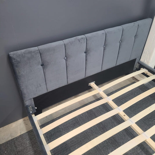 Caseros Bed frame - Grey velvet- Charcoal grey - Double & single size image 1