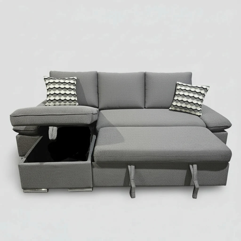 Langley Sectional Sofa Bed with Reversible Chaise and Storage