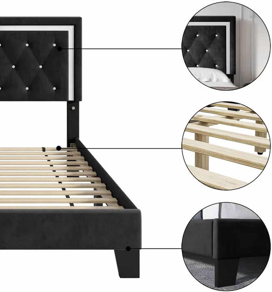 Nairobi - Blue Velvet Fabric Bed Frame image 1