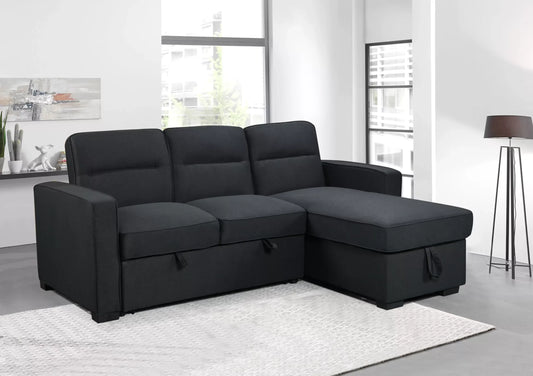 Coquitlam Sectional Sofa Bed with Reversible Chaise - Dark Grey