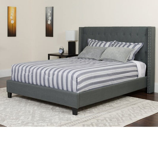 Haven - Tufted Grey Linen Bed Frame image 0