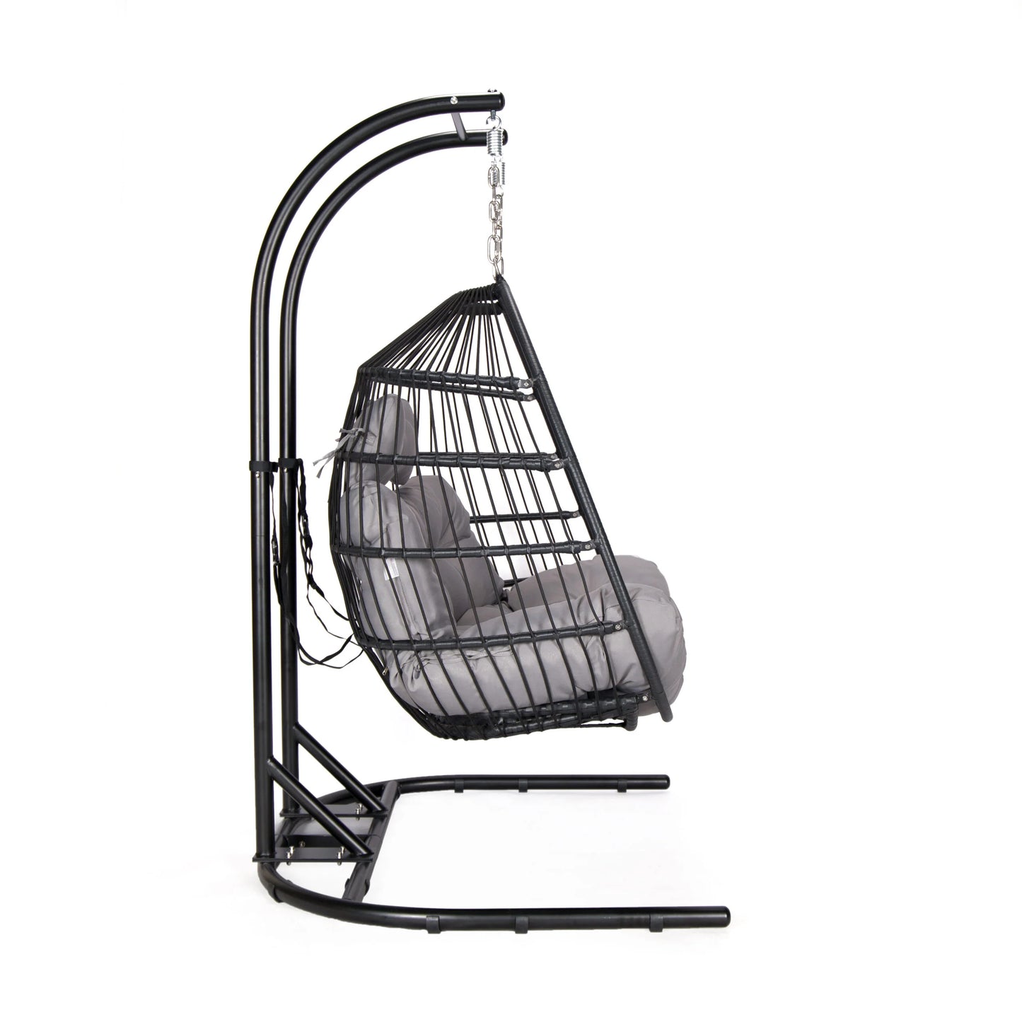 Double folding swing with dark grey cushion