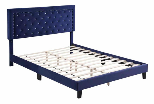 Tokyo - Blue Velvet Fabric Bed Frame image 1