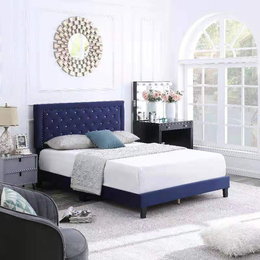 Tokyo - Blue Velvet Fabric Bed Frame image 0