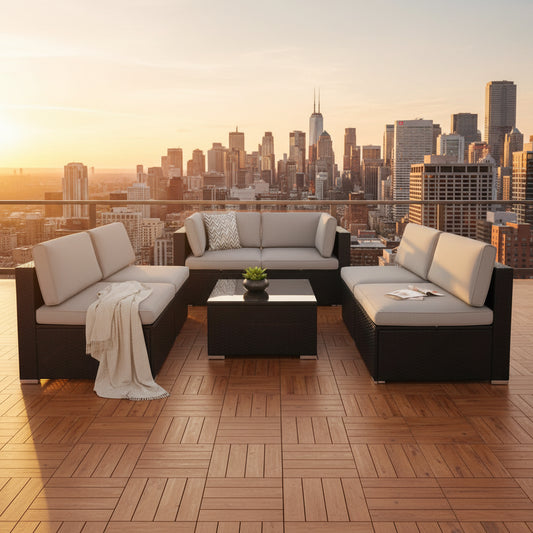 Haven 7-Piece Wicker Patio Sectional Set