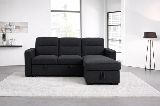 Coquitlam Sectional Sofa Bed with Reversible Chaise - Dark Grey