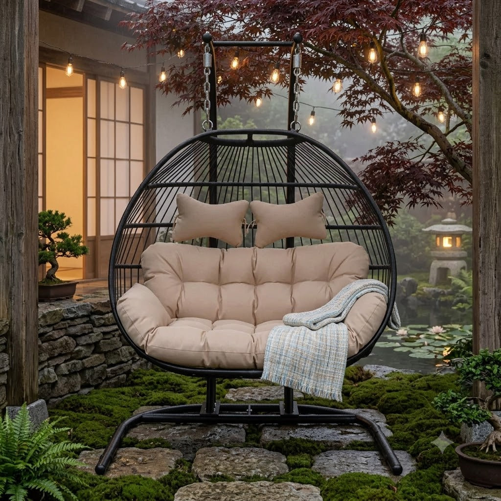 Double folding swing with Beige Cushion