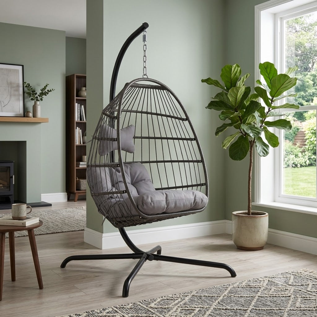 Double folding swing with Beige Cushion