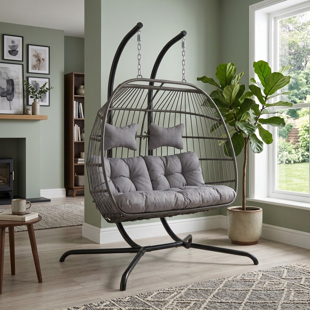Double folding swing with Beige Cushion