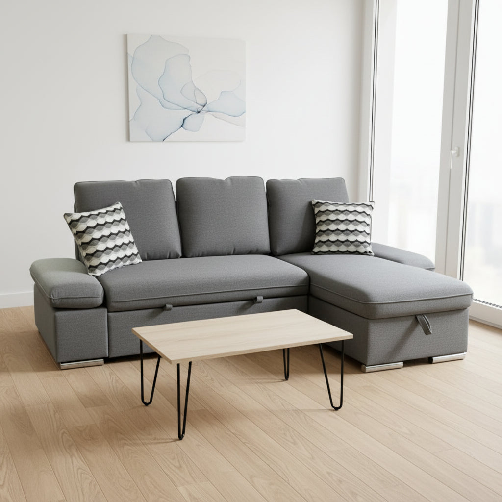 Langley Sectional Sofa Bed with Reversible Chaise and Storage