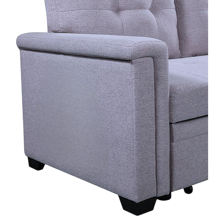 Nanaimo Sectional Sofa Bed with Storage - Light Grey