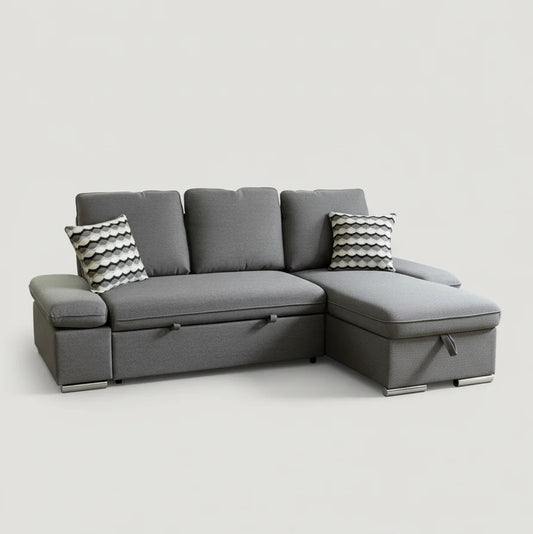 Langley Sectional Sofa Bed with Reversible Chaise and Storage - Dark Grey