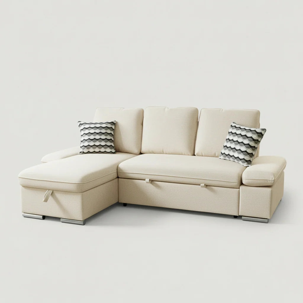 Langley Sectional Sofa Bed with Reversible Chaise and Storage