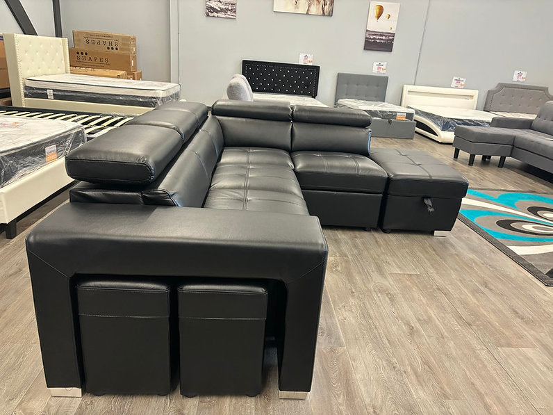 Abbotsford 3-Seater Sectional Sofa Bed with Ottoman and Footstools