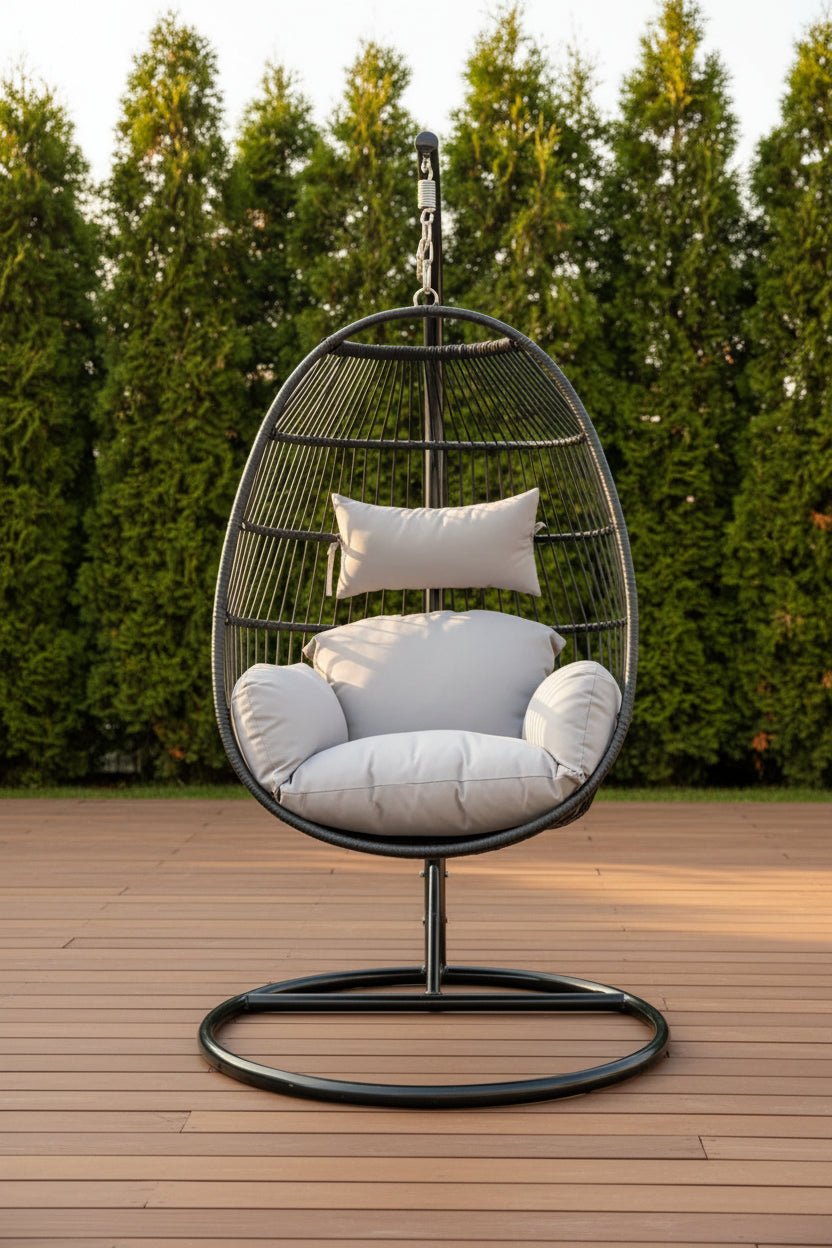 Single Folding Swing with Grey Cushion