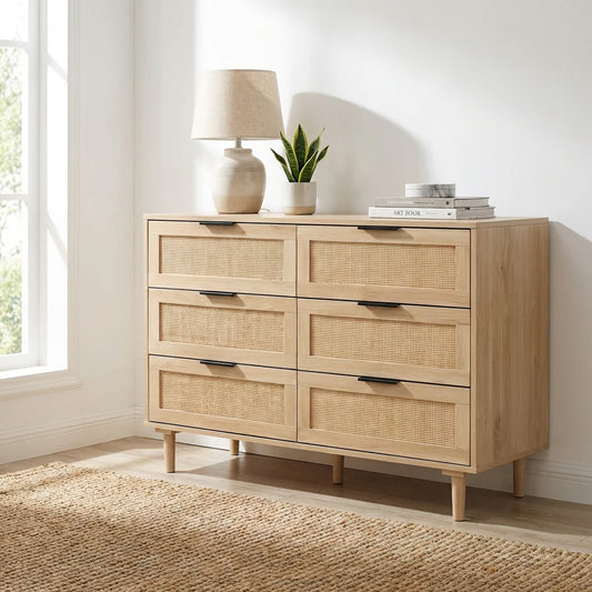 Blair 6-Drawer Rattan Cabinet Dresser