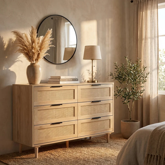 Blair 6-Drawer Rattan Cabinet Dresser