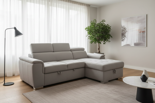 Tofino 3-Seater Sectional Sofa Bed with Adjustable Headrests and Storage - Modern Living Room